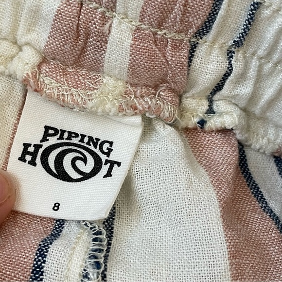 Piping Holt Striped Linen Blend Pull On Shorts Size 8 - Picture 3 of 5